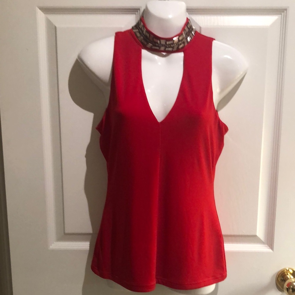 Elegant Red Sleeveless Top